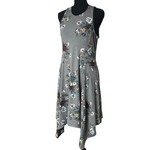 Torrid Gray Floral Hanky Hem Keyhole Dress